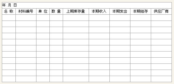 材料收支日报表