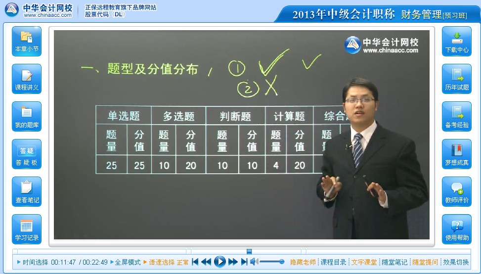2013中级会计师《财务管理》预习班达江老师免费课程