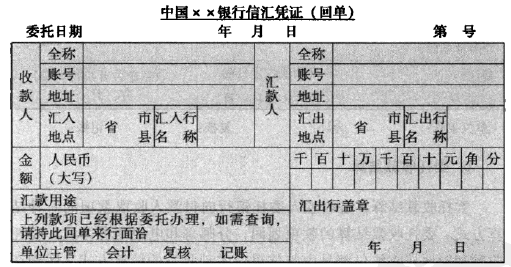 汇兑结算及银行信汇凭证格式