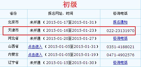 2015年天津初级会计师报名入口1月16日起开通