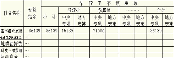 转移支付专项资金结转项目统计表