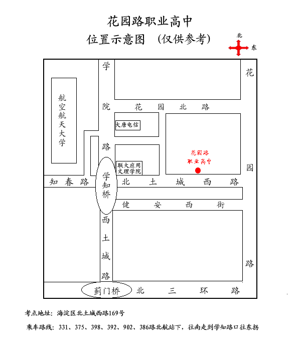 北京市人事考试考点方位图(海淀区)