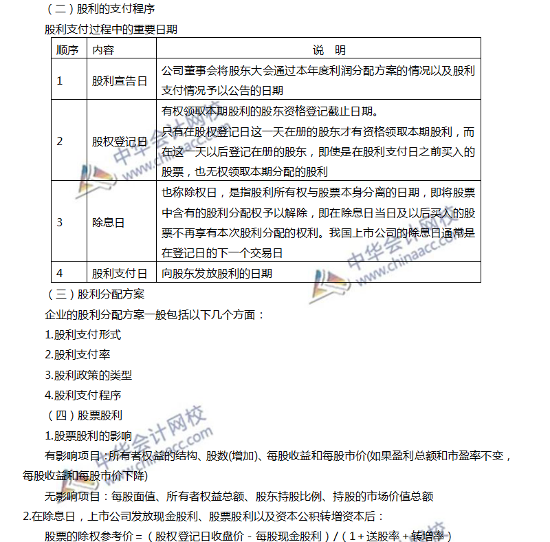 注会高频考点：股利种类、付出措施与分派方案