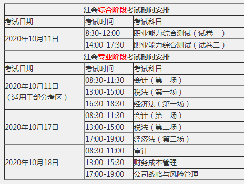 海南2020年注册会计师报名时间和考试时间