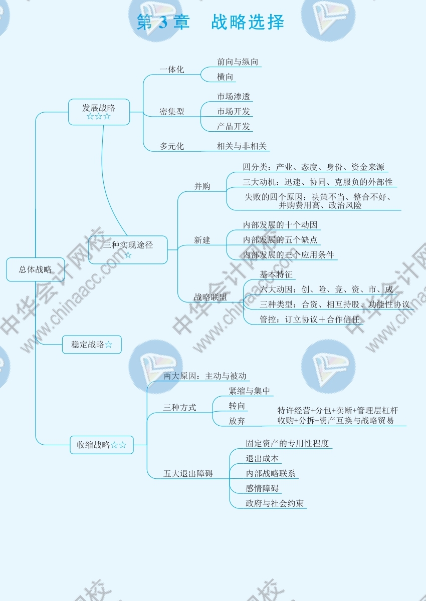 2021年注册会计师战略思维导图第三章战略选择