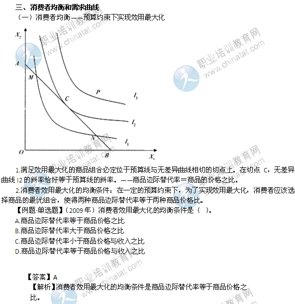 2014年中级经济师考试经济基础知识精讲：消费者均衡和需求曲线