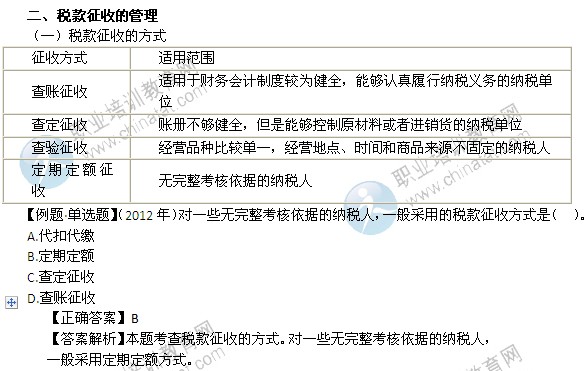 2014年中级经济师考试财政税收精讲：税款征收的管理