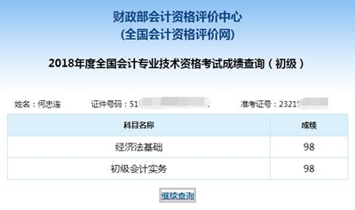 初级职称优秀学员何忠连成绩单