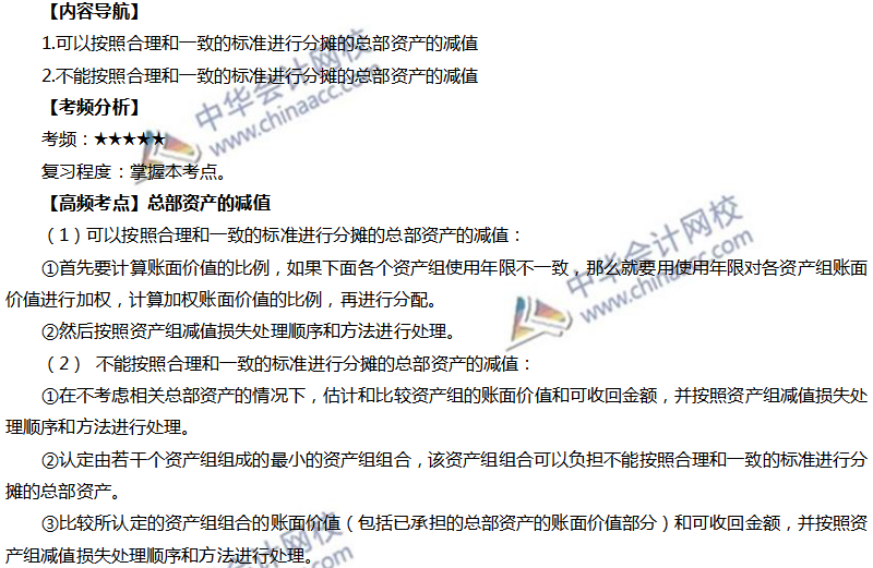 总部资产的减值