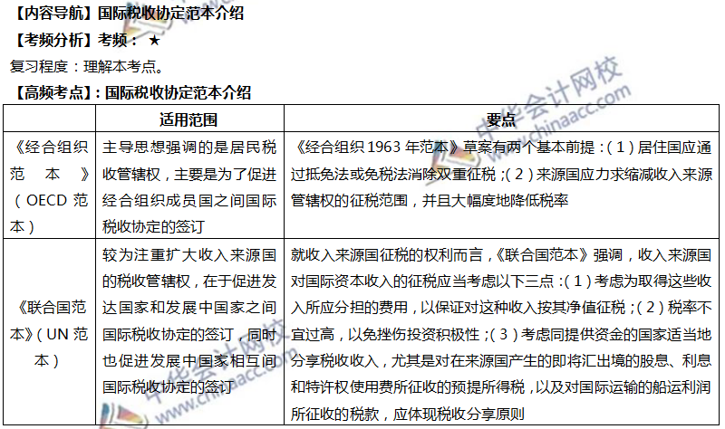 国际税收协定范本介绍