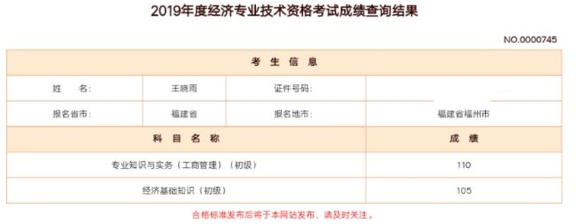 中级经济师工商管理考生成绩8