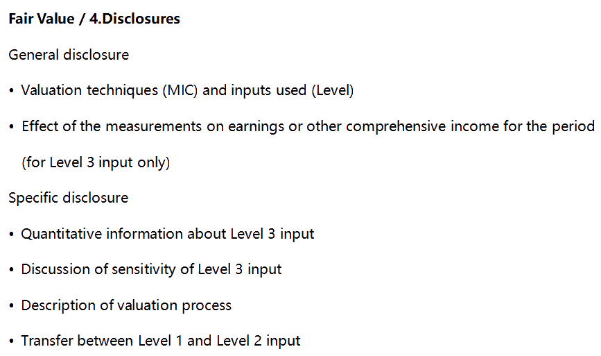 AICPA知识点：Fair Value —Disclosures