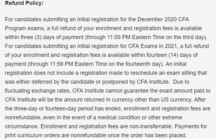 CFA可以退费/缓考/延考吗？详情看这里！