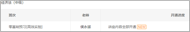 高效实验班经济法侯永斌预习课程全部开通