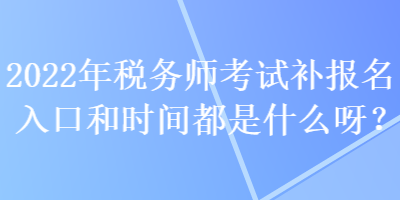 2022年税务师考试补报名入口和时间都是什么呀？