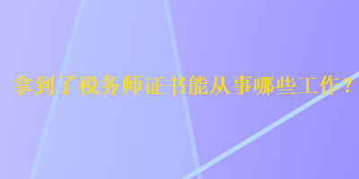 拿到了税务师证书能从事哪些工作？