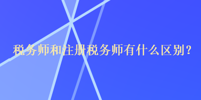 税务师和注册税务师有什么区别？