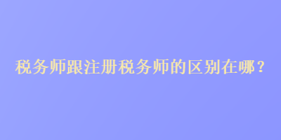 税务师跟注册税务师的区别在哪？