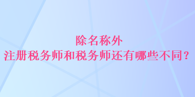 除名称外 注册税务师和税务师还有哪些不同？