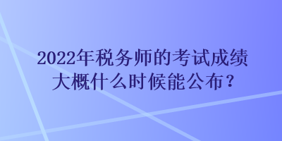 2022年税务师的考试成绩大概什么时候能公布？