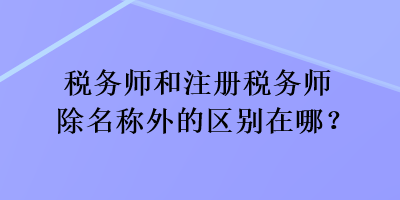 税务师和注册税务师除名称外的区别在哪？