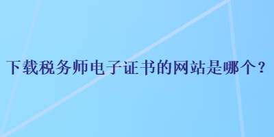 下载税务师电子证书的网站是哪个？