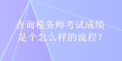 查询税务师考试成绩是个怎么样的流程？