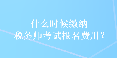 什么时候缴纳税务师考试报名费用？