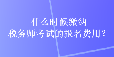 什么时候缴纳税务师考试的报名费用？