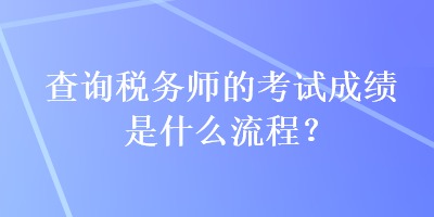 查询税务师的考试成绩是什么流程？