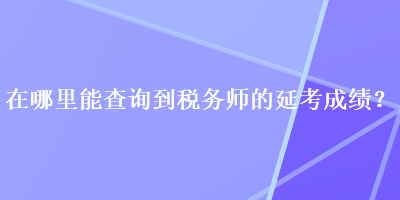 在哪里能查询到税务师的延考成绩？