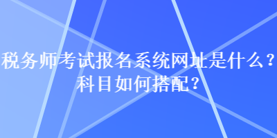 税务师考试报名系统网址是什么？科目如何搭配？