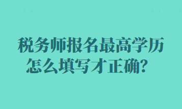 税务师报名最高学历怎么填写才正确？