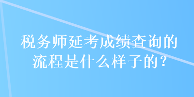 税务师延考成绩查询的流程是什么样子的？