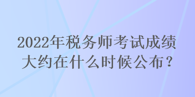 2022年税务师考试成绩大约在什么时候公布？