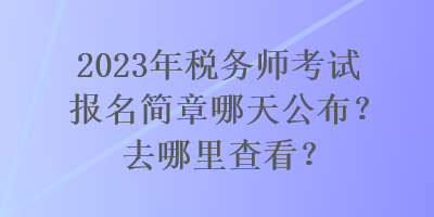 2023年税务师考试报名简章哪天公布？去哪里查看？