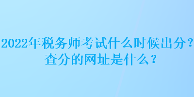 2022年税务师考试什么时候出分？查分的网址是什么？