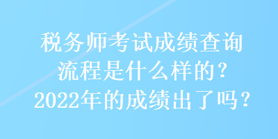 税务师考试成绩查询流程是什么样的？2022年的成绩出了吗？