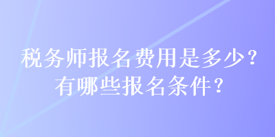 税务师报名费用是多少？有哪些报名条件？