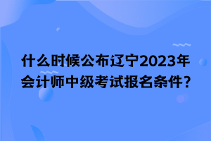 什么时候公布辽宁2023年会计师中级考试报名条件？