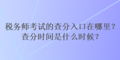 税务师考试的查分入口在哪里？查分时间是什么时候？