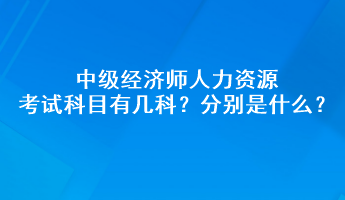 中级经济师人力资源考试科目有几科？分别是什么？