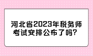 河北省2023年税务师考试安排公布了吗？