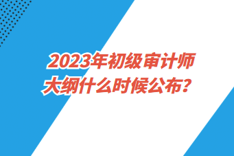 2023年初级审计师大纲什么时候公布？