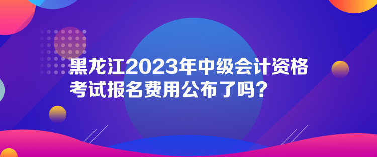 黑龙江2023年中级会计资格考试报名费用公布了吗？