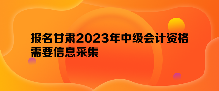 报名甘肃2023年中级会计资格需要信息采集