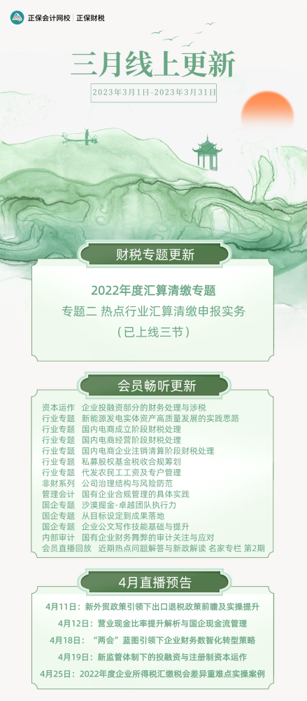 2023年3月网络专题课及高清视频课更新一览表！