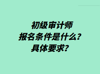 初级审计师报名条件是什么？具体要求？