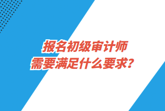 报名初级审计师需要满足什么要求？