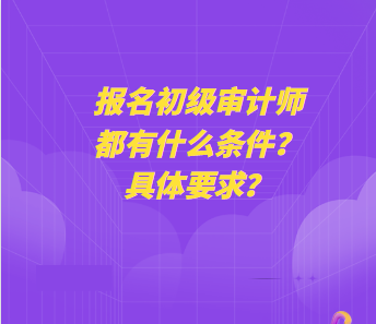 报名初级审计师都有什么条件？具体要求？